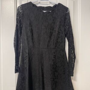 SHEIN Black Lace Long Sleeve Dress